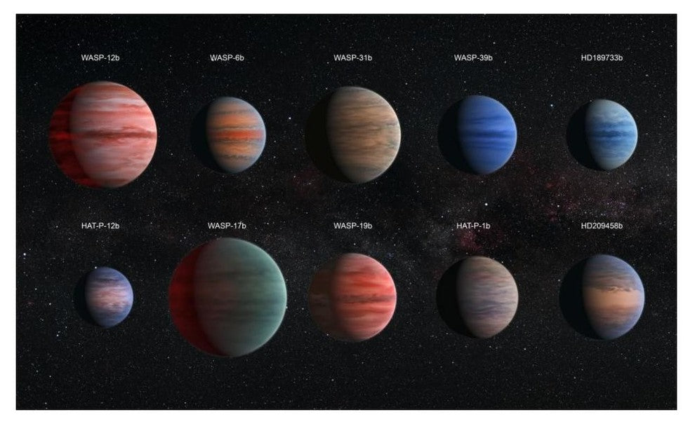 "Artist Impression of Hot Jupiter Exoplanets - Annotated" Paper Art, 42"x26"