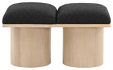 Pavilion Boucle Fabric Upholstered 2-Piece Modular Bench, Black, Natural Finish
