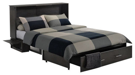 Sagebrush Queen Size Murphy Bed Cabinet With Storage, Stonewash