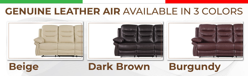 Anders Leather Air Match Recliner Collection Burgundy 2 Piece With Console