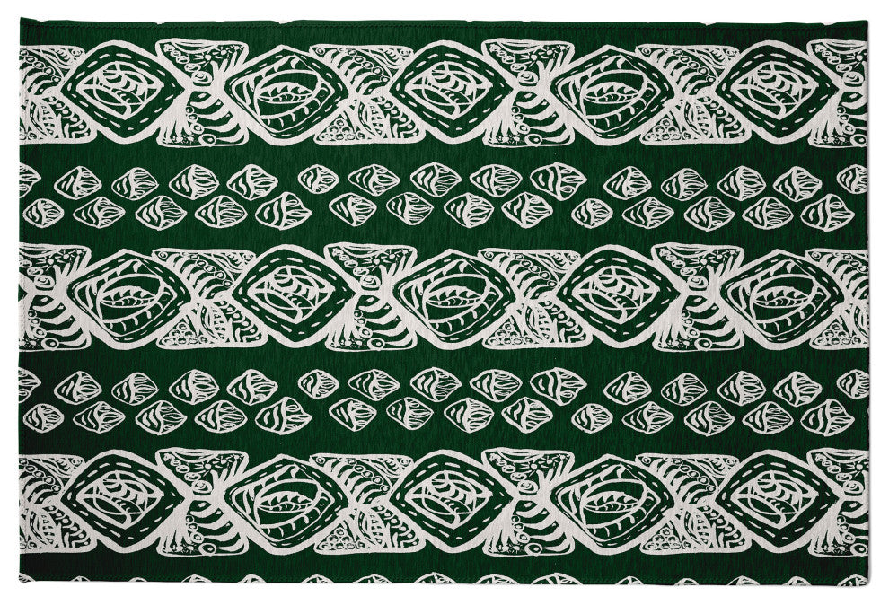 Tribal Geo Rug, Green, 3'x5'