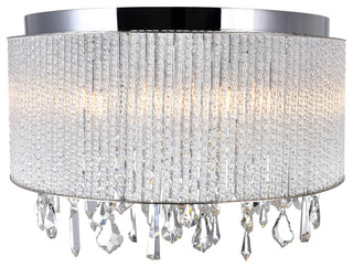 Benson 9 Light Drum Shade Flush Mount With Chrome Finish