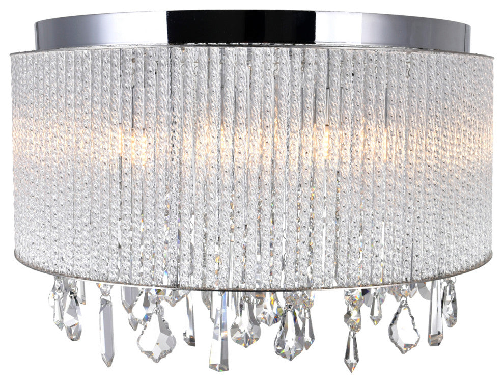 Benson 9 Light Drum Shade Flush Mount With Chrome Finish