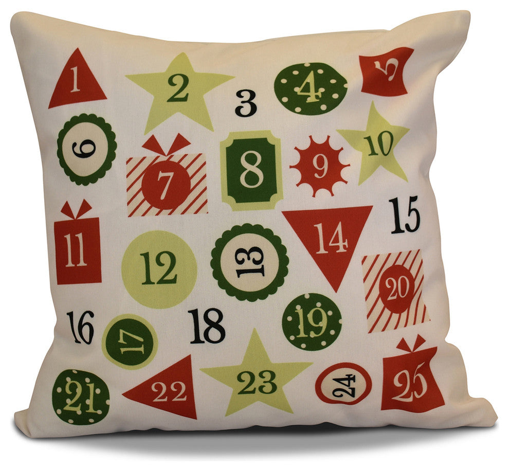 Advent Calendar Pillow, Red, 26"x26"