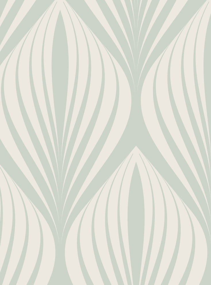 Elegant Modern Leaves Peel and Stick Vinyl Wallpaper, Sage, 24"w X 60"h