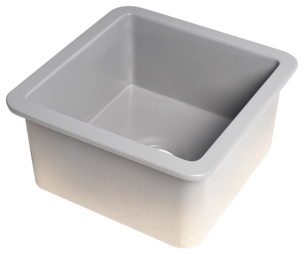 ALFI brand ABF1818S-GM Gray Matte Undermount / Drop In Fireclay Prep Sink