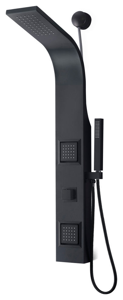 Aura 2-Jetted Shower Panel With Heavy Rain Shower and Spray Wand, Matte Black