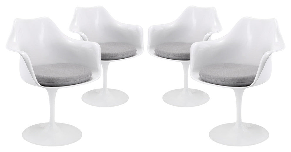 Modern Contemporary Kitchen Clear Dining Armchair Set of 4 Gray