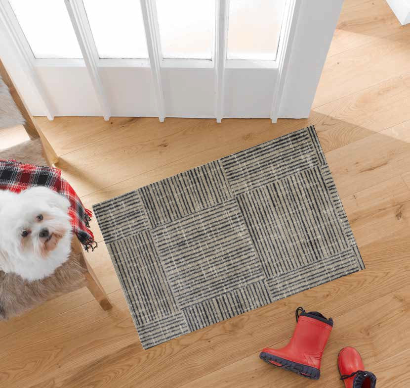 2' x 3' Modern Geo Lines, Squares Washable Floor Mat