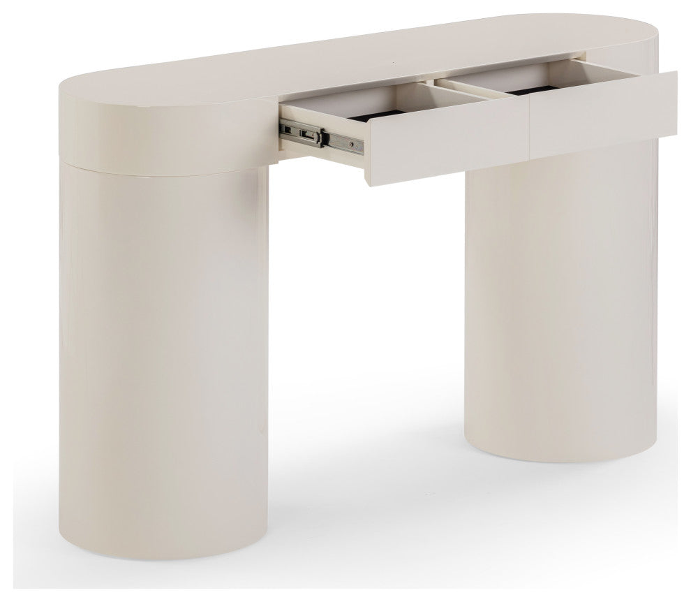 Mira High Gloss Console Table, Cream