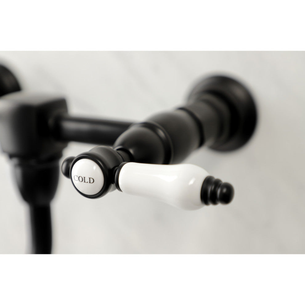 Kingston Brass KS1210BPL Bel Air Wall Mount Bathroom Faucet, Matte Black