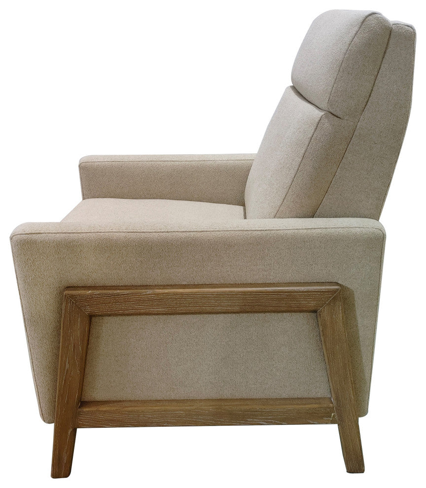 Chapel Hill Luna Recliner With Wood Frame, Beige