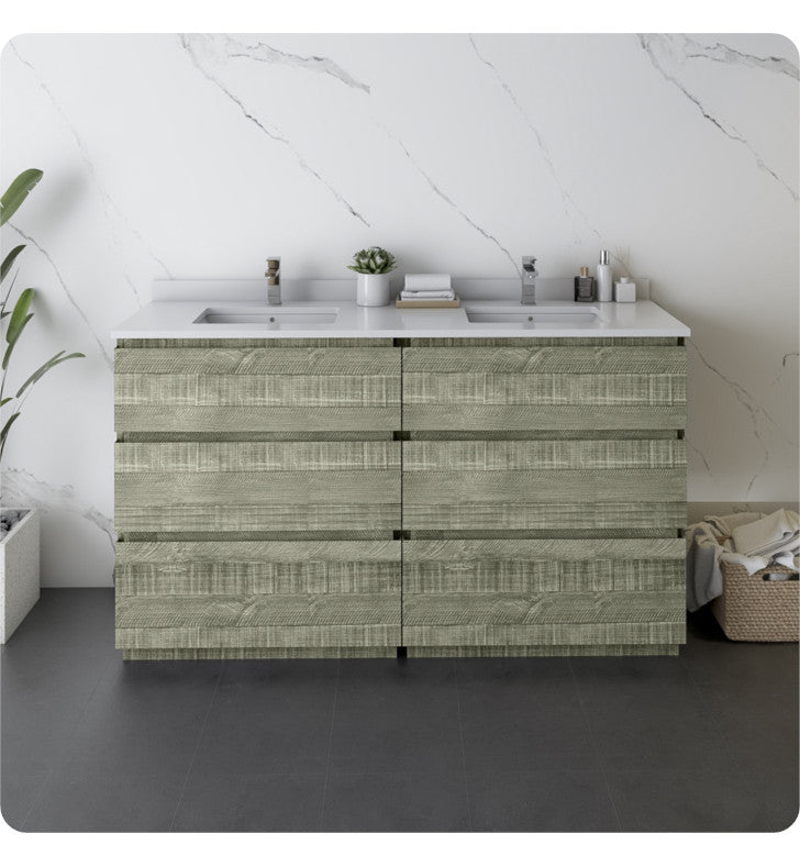 Fresca Formosa Floor Standing Bathroom Cabinet, Sage Gray, 58", Cabinet Only