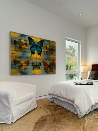 "Lepidoptera" UV Ink Print on Natural Pine Wood, 45"x30"