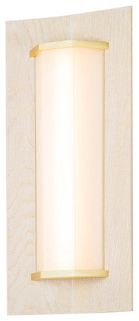 Penna 16" LED Sconce, Distressed Brass, White Washed Oak, 3500k, Dimmable