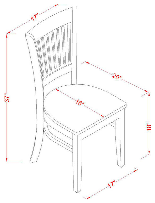 Vancouver Wood Seat Dining Chairs, Espresso Finish Set of 2