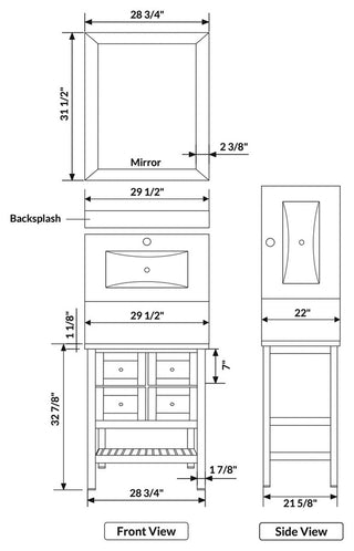 Vanity Cabinet Set Espresso 29.5"W LV6-30B