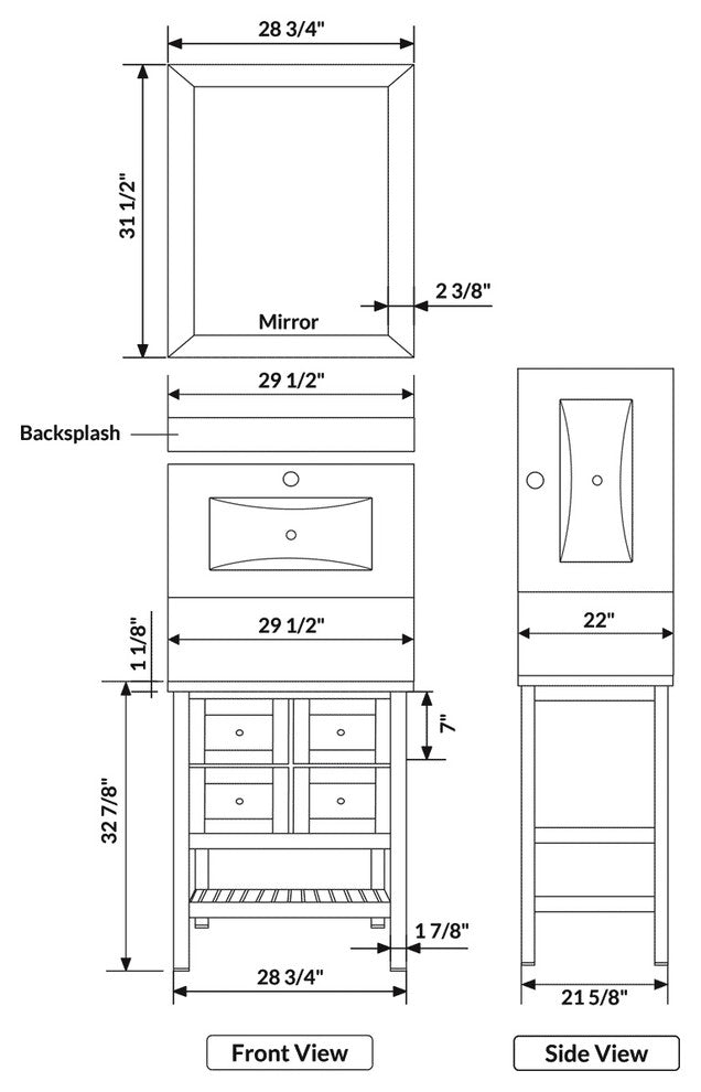 Vanity Cabinet Set Espresso 29.5"W LV6-30B