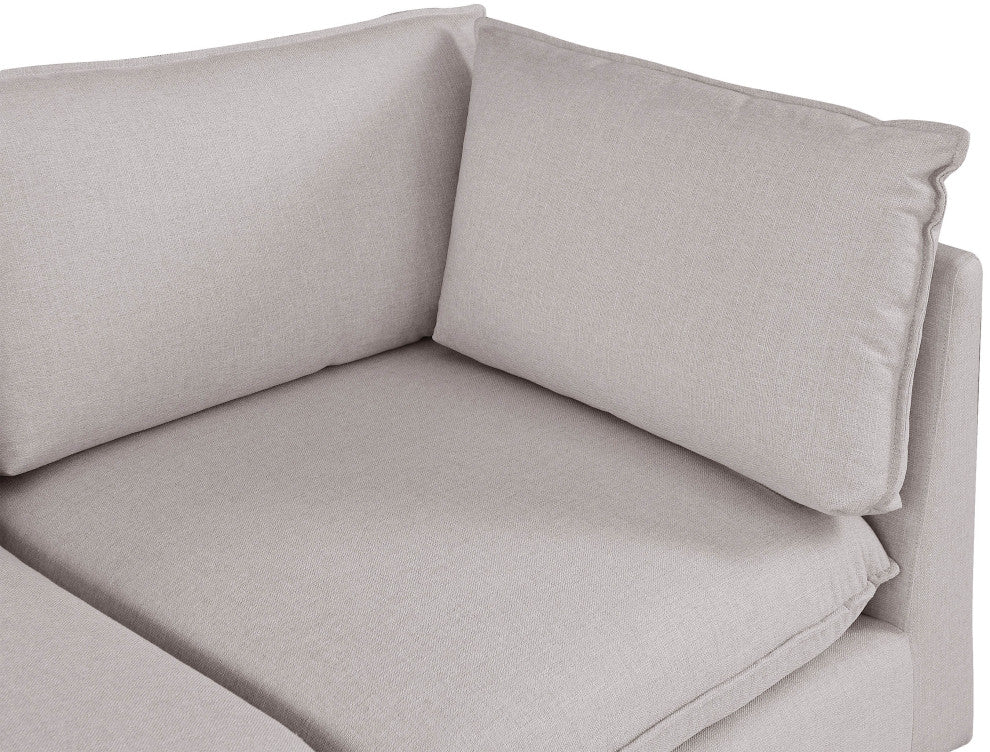 Mackenzie Linen Textured Fabric Upholstered 4-Piece Modular Sofa, Beige