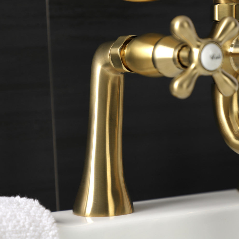KS228SB Deck Mount Clawfoot Tub Faucet With Hand Shower, Brushed Brass