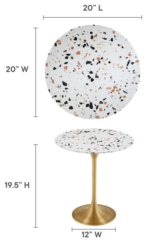 Lippa 20" Round Terrazzo Side Table, Gold Terrazzo