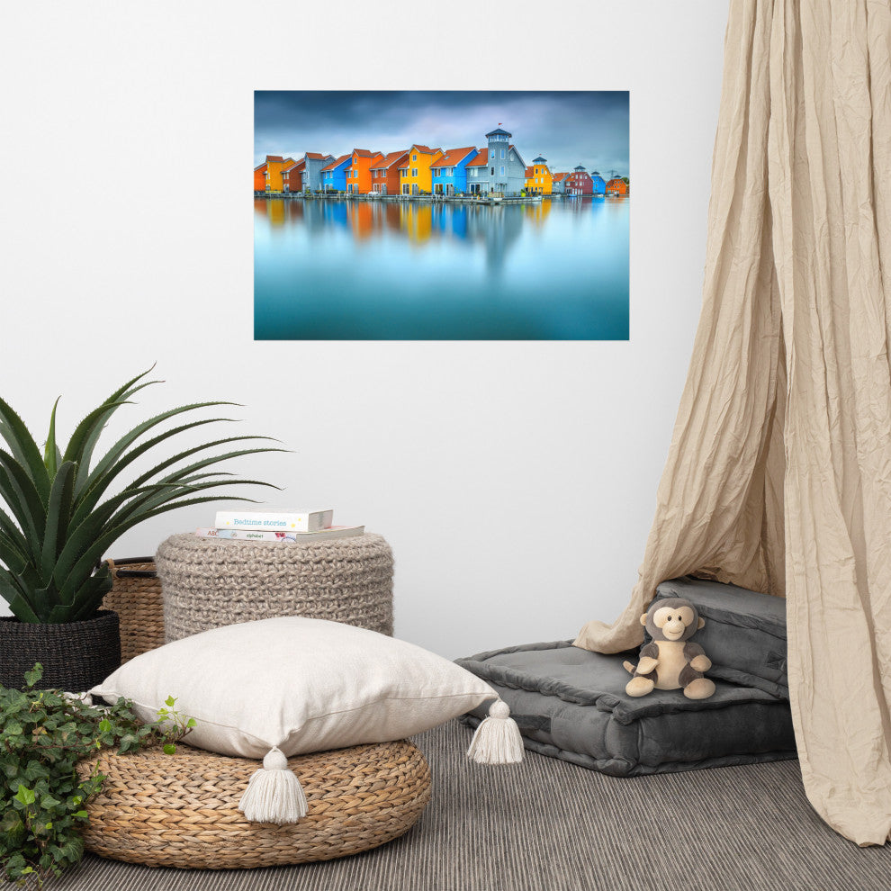 Blue Morning at Waters Edge Groningen Netherlands Wall Art Prints, 24" X 36"