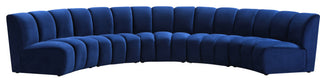 Infinity Channel Tufted Velvet Modular Chair, Navy, 5 Piece