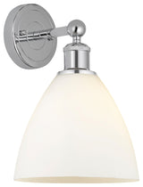 Edison Bristol Glass 8" Sconce, Polished Chrome, Matte White Shade