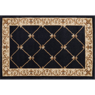 Orleans Traditional Border Area Rug, Black, 2'x3'