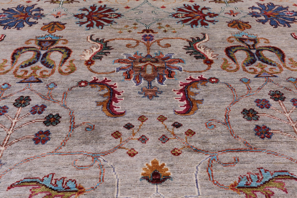 6' 11" X 9' 9" Hand-Knotted Persian Tabriz Wool Rug Q7511
