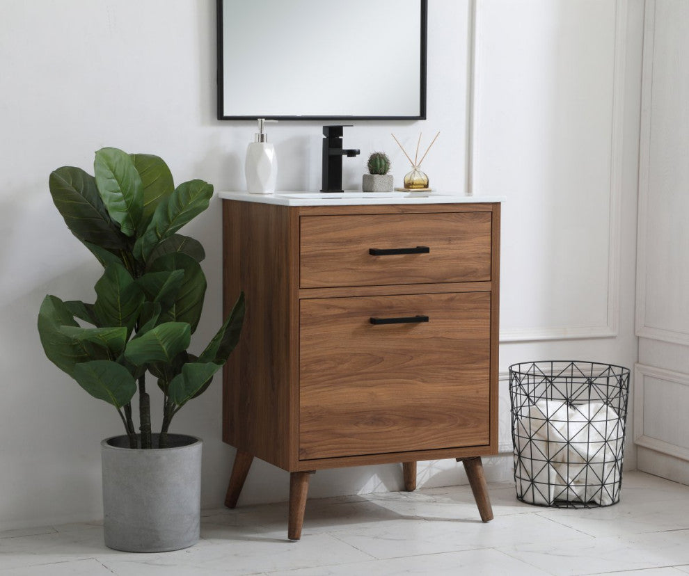 Beatrice 24" Bathroom Vanity, Walnut Brown