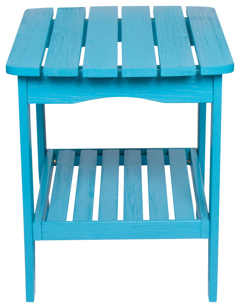 Shine Co. Cedar Wood Hydro-Tex Adirondack Square Corner Table Aqua Blue 4113AQ