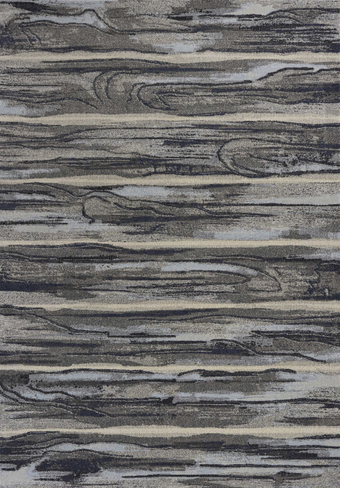 HomeRoots 10'x13' Grey Machine Woven Abstract Brushstroke Indoor Area Rug