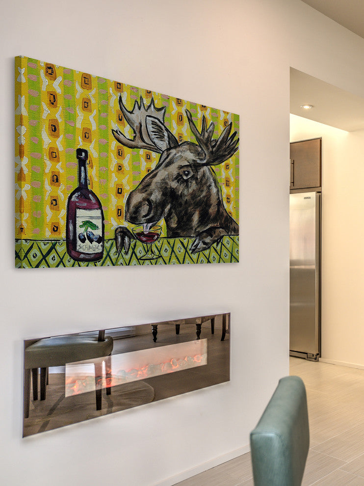 "Moose Wine" Painting Print on Wrapped Canvas, 60"x40"