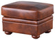 Leather Lusso Rowan Traditional Genuine Leather Ottoman in Marco Brown