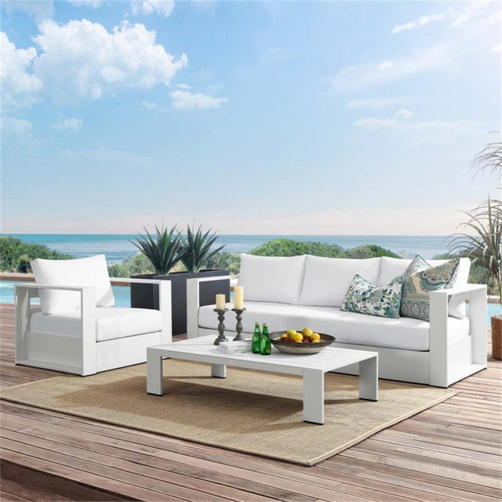 Tahoe Outdoor Patio Powder-Coated Aluminum 3-Piece Set, White White