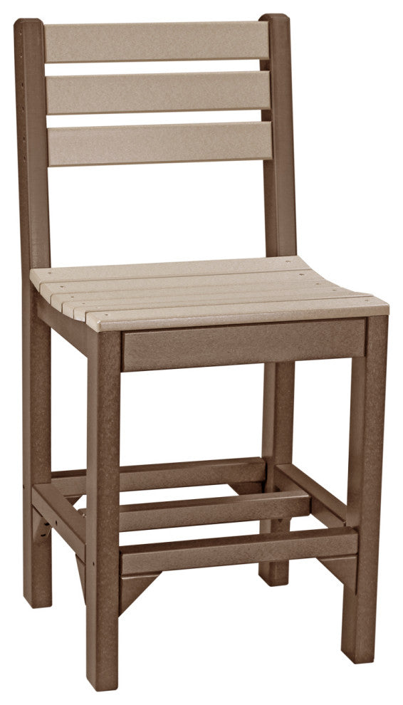 Set of 4 Poly Island Dining Chairs, Weatherwood & Chestnut Brown, Counter Height