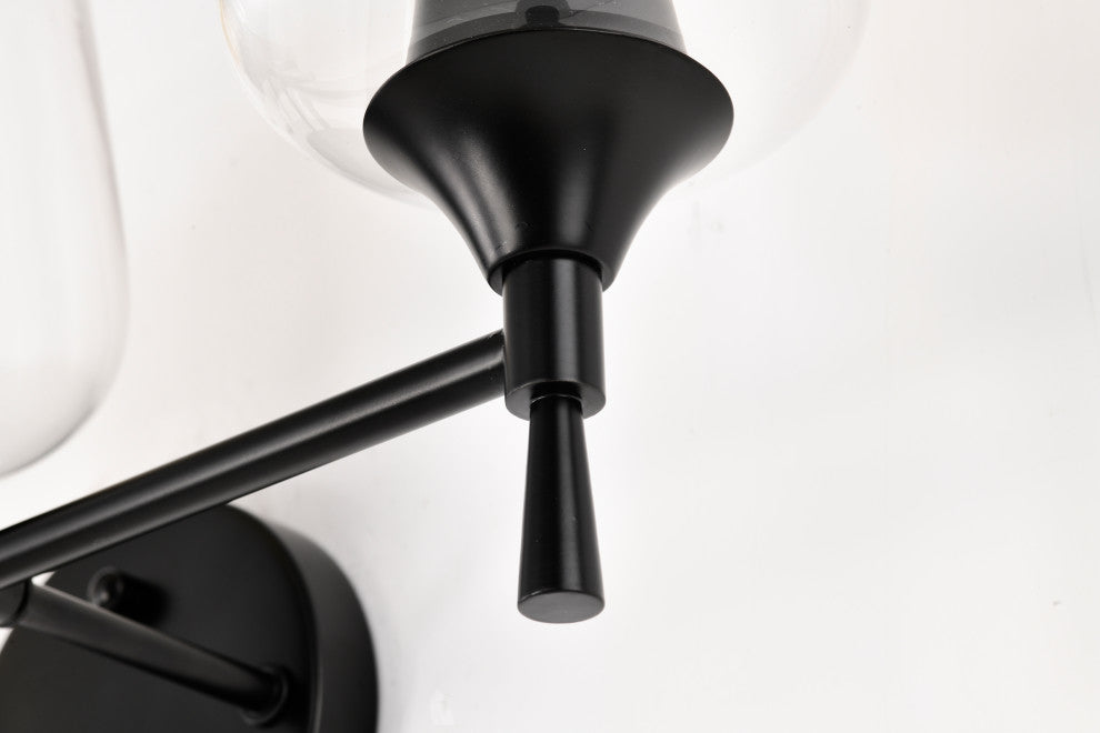 21 in. 3-Light Matte Black Vanity Light With Clear Wine Glass Shades