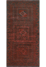 Vintage Rainbow-Dye Azucena Red/Charcoal Runner, 3'3 x 6'10