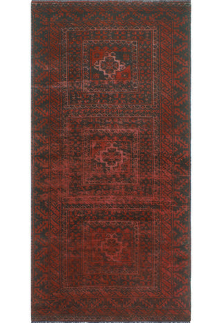 Vintage Rainbow-Dye Azucena Red/Charcoal Runner, 3'3 x 6'10
