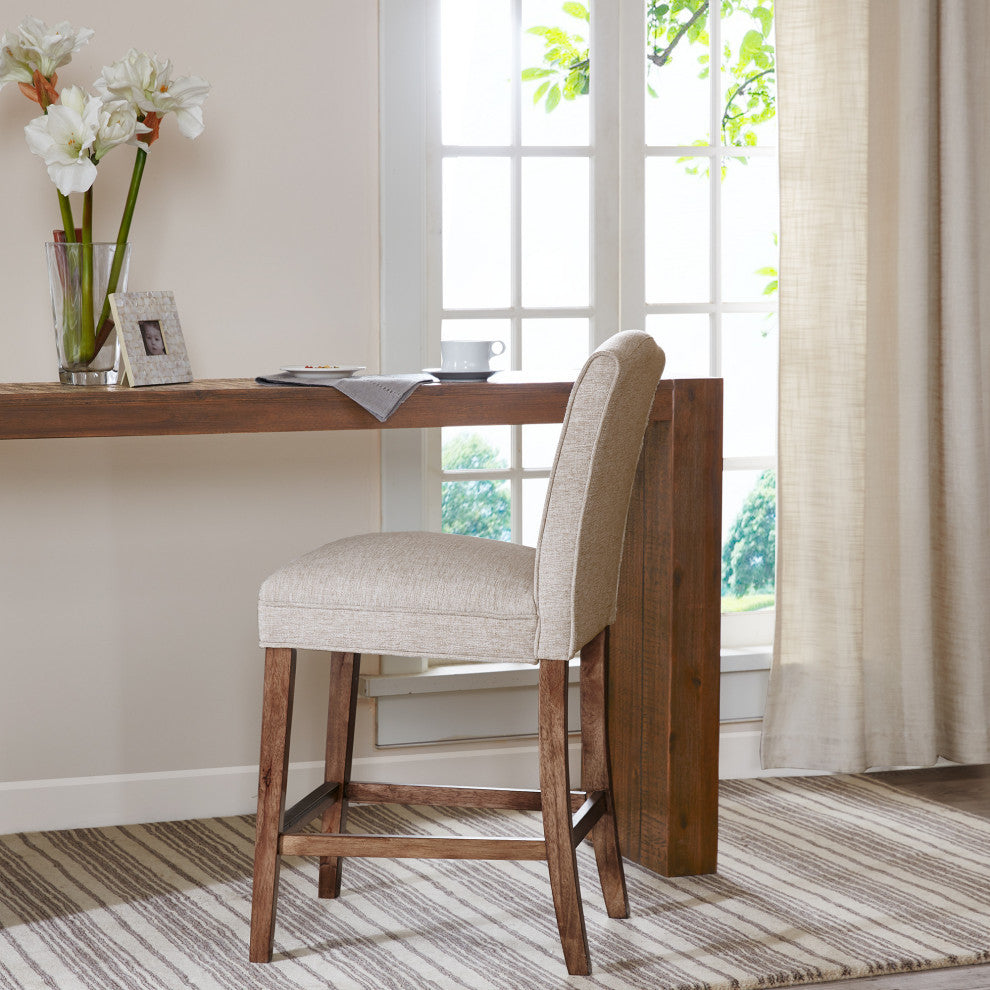 Madison Park Camel Armless Counter Stool Barstool, Cream