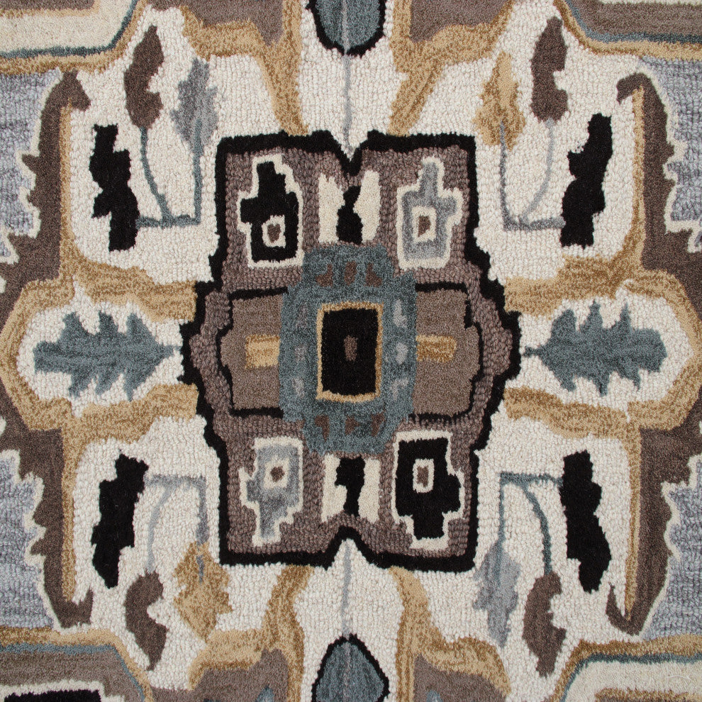 Southwestern Winter Cabin Medallion Shape Rug, 5' Round