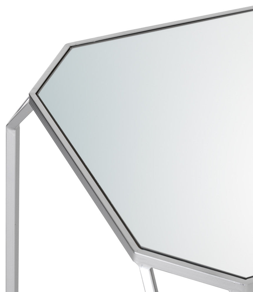 Metal WithGlass Accent Table, Set of 2, Silver