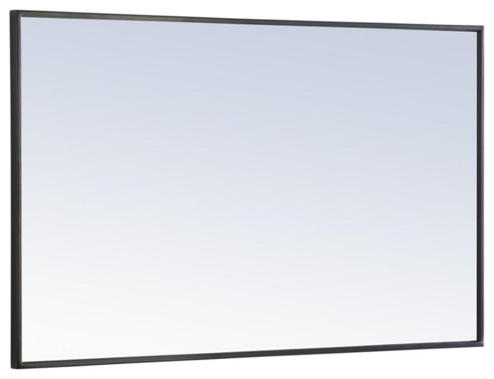 Catania 40" x 24" Rectangle Metal Frame Mirror in Black Finish