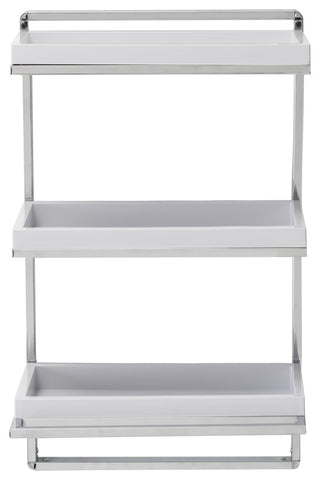 Wall Mount 3-Tier Bathroom Shelf With Towel Bar and Removable Trays