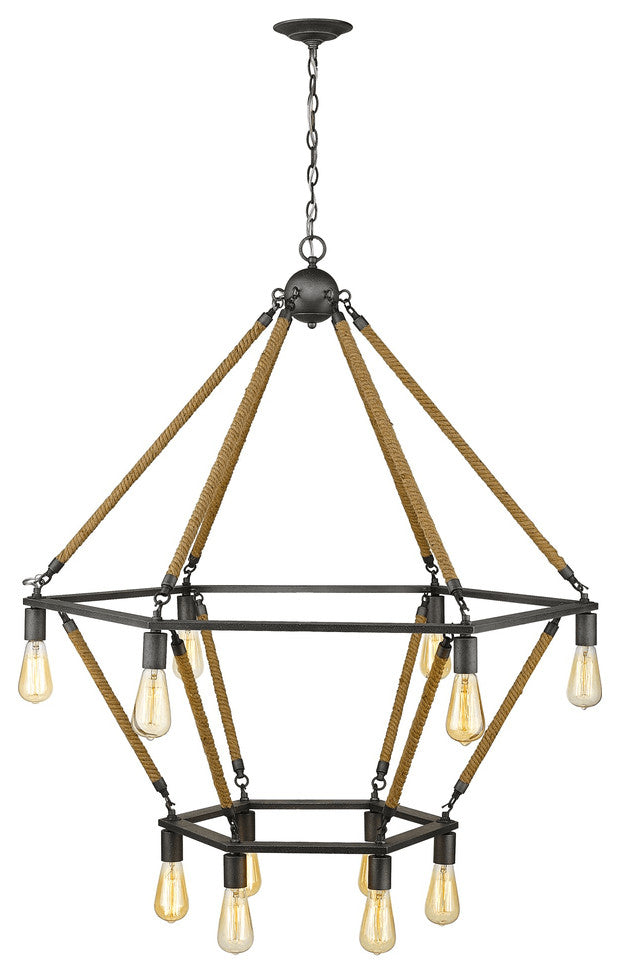 Holden 12-Light Antique Gray Wagon Wheel Chandelier