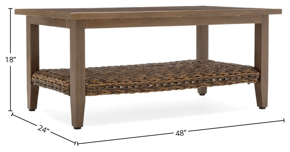 Cayman 24" x 48" Coffee Table, Heritage Brown