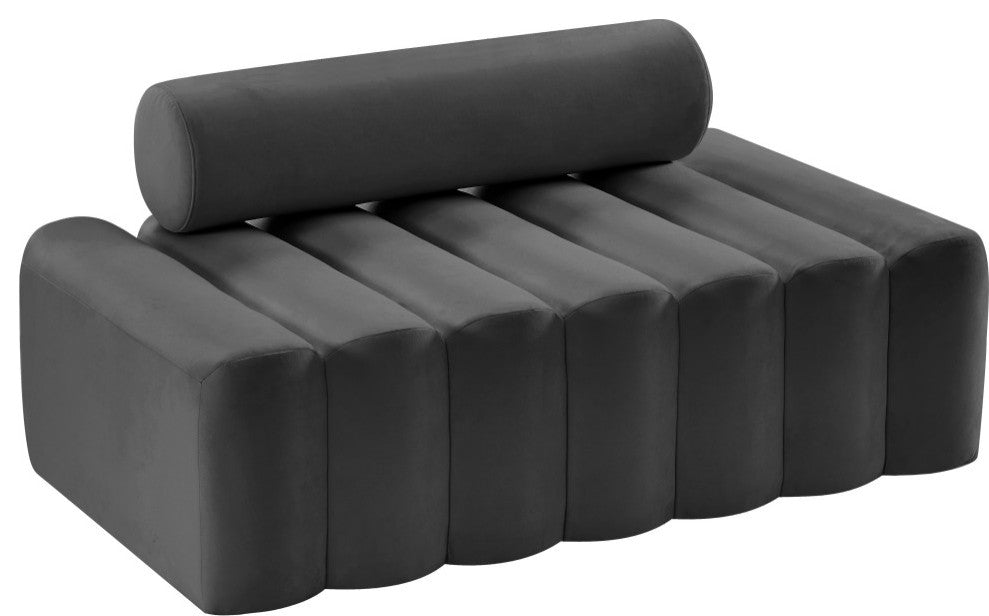 Melody Velvet Upholstered Chair, Gray, Loveseat