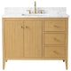 Vanity Art Freestanding Vanity, Natural Oak, 42", Single Sink, Golden Brushed