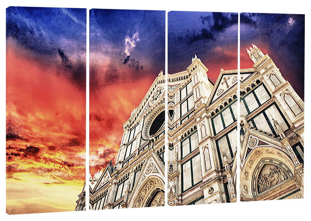 "Cathedral of Santa Croce in Florence" Photograph Print, 4 Panels